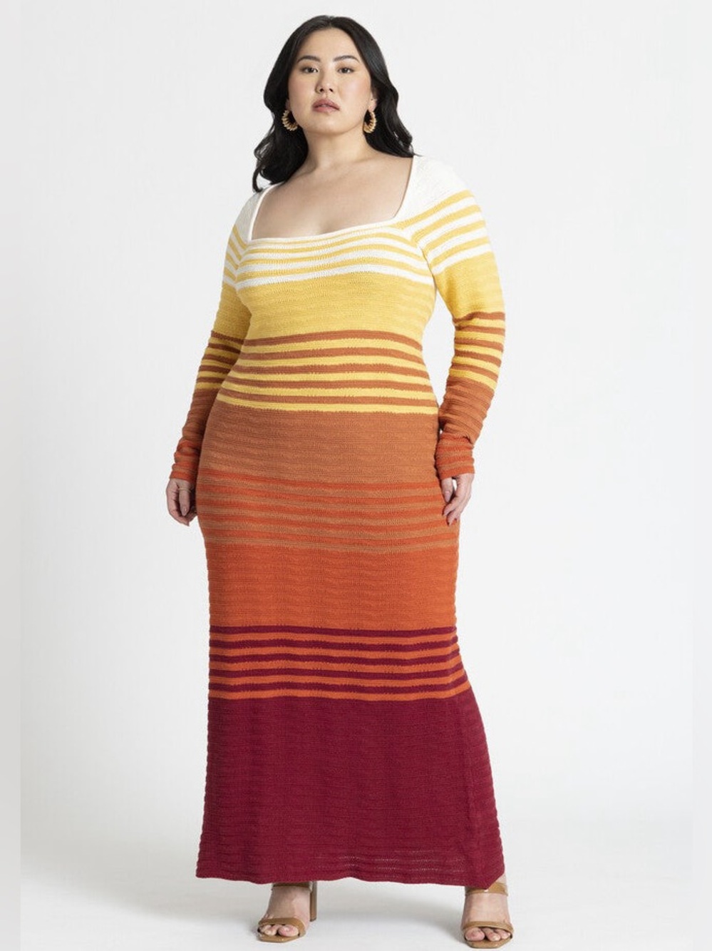 NWT ELOQUII Crochet Multicolor Stripe Maxi Sweater Dress 14/16